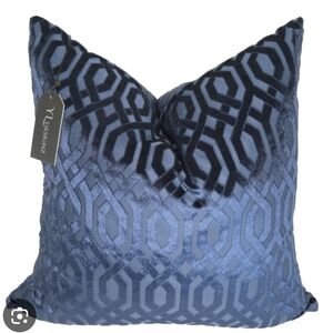 Z GALLERIE Geometric Blue Velvet Pillow